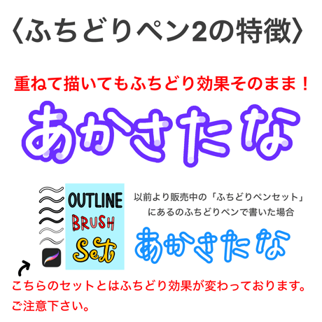 Procreate用ブラシ2種　ふちどりペン2
