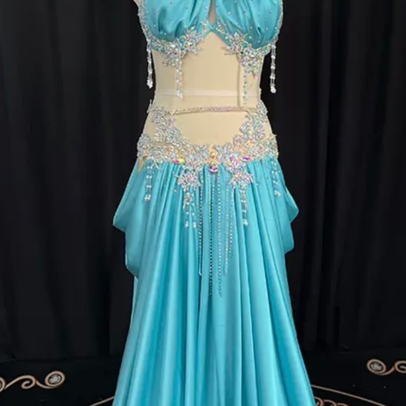 ベリーダンス衣装 オリエンタル衣装 ブラ+スカート 羽根 オーダーメイド