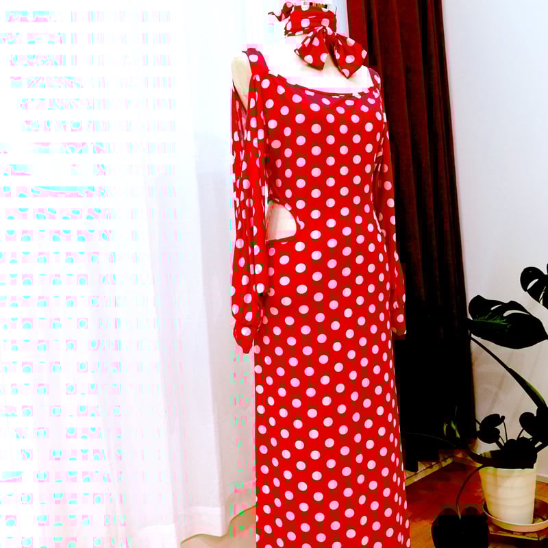 即日発送】 ドット柄レッスンウエア バラディシャービードレス 25-1013