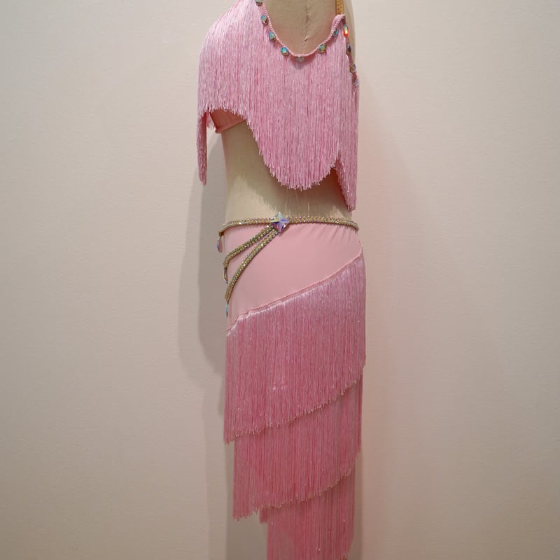【タグ付き新品未使用】ピンクフリンジ ベリーダンス衣装 即日発送】ベリーダンス フリンジコスチューム ステージ衣装 879