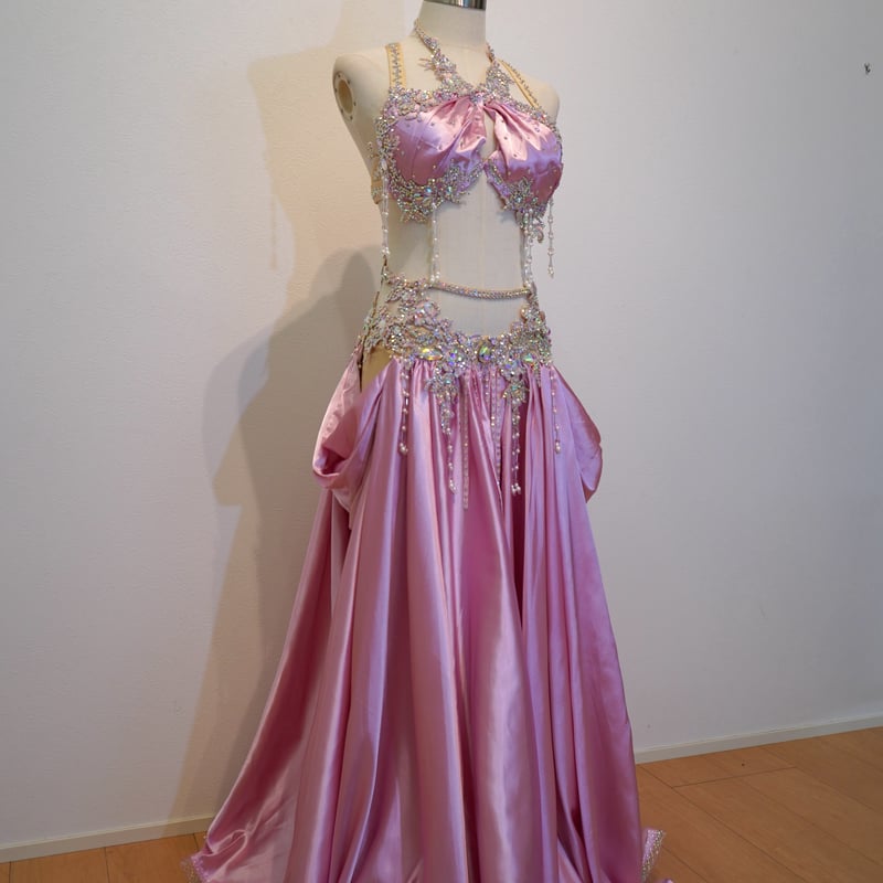 ベリーダンス オリエンタル衣装 ピンク ブラ スカート オーダーメイド