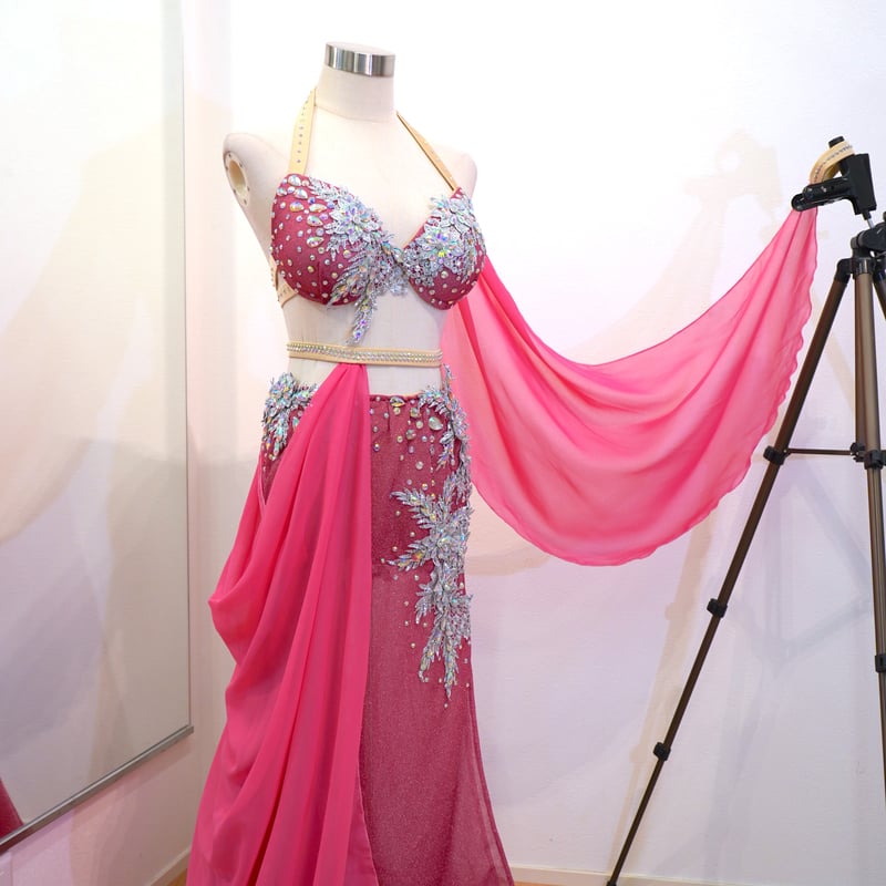 ベリーダンス オリエンタル衣装 ブラ スカート フリンジ オーダーメイド ベリーダンスオリエンタル衣装 ミラーフリンジデザインブラ