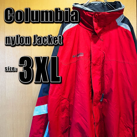 【Columbia】マウンテンジャケット　3XL レッド　フード付　ナイロン