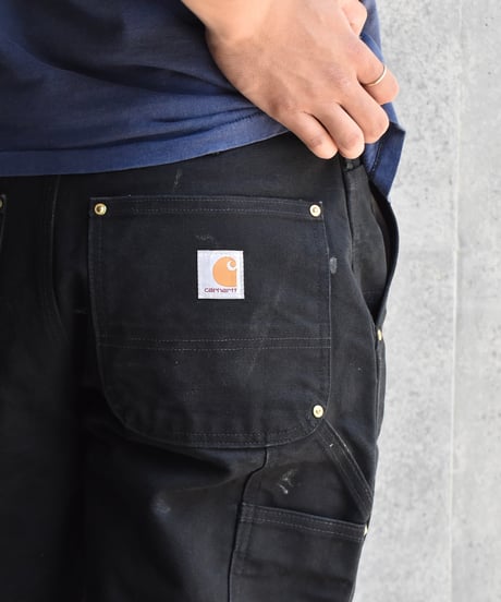 Used Carhartt Duck Double Knee Carpenter Pants Black "Made in USA" 03-126