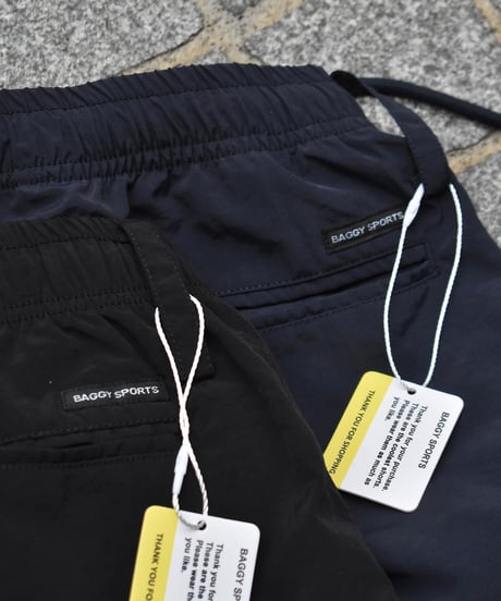 BAGGY SPORTS 2Tucks Nylon Pants - Black