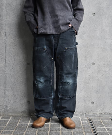 Used Carhartt Duck Double Knee Carpenter Pants Black "Made in USA" 03-135
