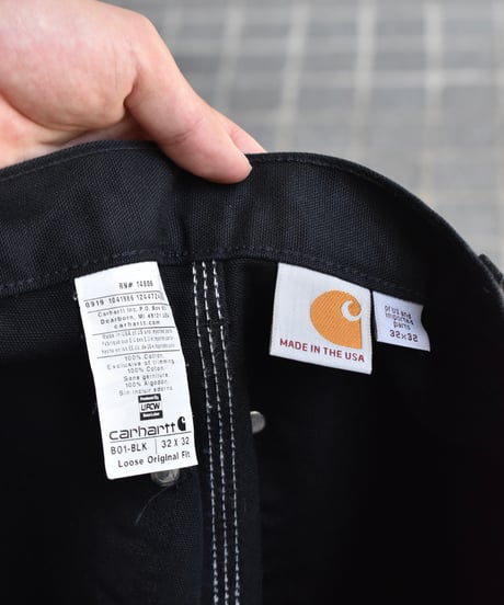 Used Carhartt Duck Double Knee Carpenter Pants Black "Made in USA" 03-126
