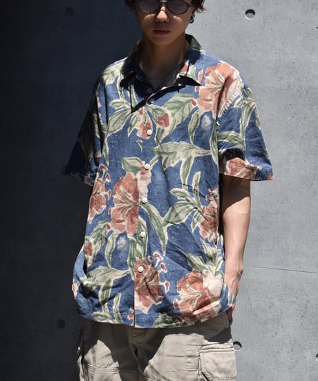 90s Used Polo Ralph Lauren Cotton/Linen Open Collar Shirt "Vintage Camp" 05-050