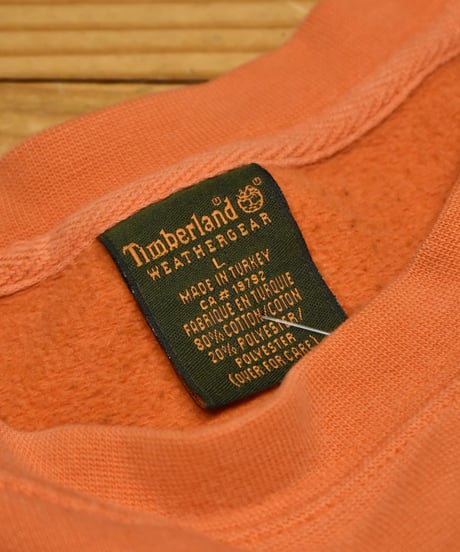 90s Used Timberland Crew Neck Sweat Shirt Orange 04-420