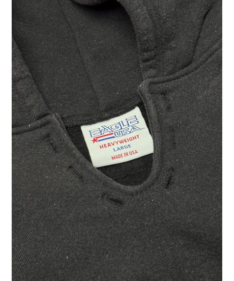 Deadstock Eagle USA Blank Sweat Hoodie Fade Black made in USA 04-363