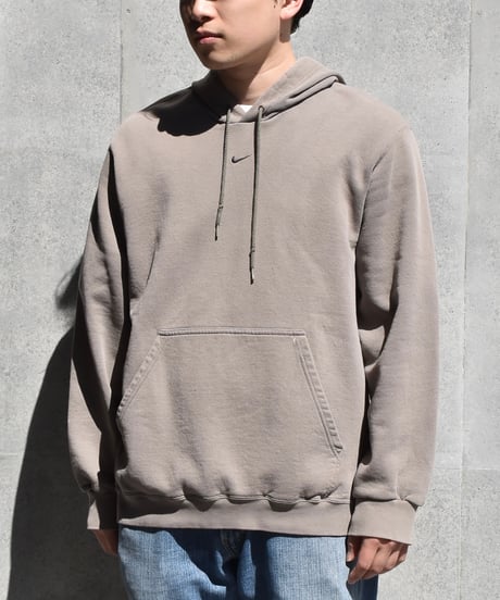 00s Used Nike Center Swoosh Sweat Hoodie Khaki 04-391
