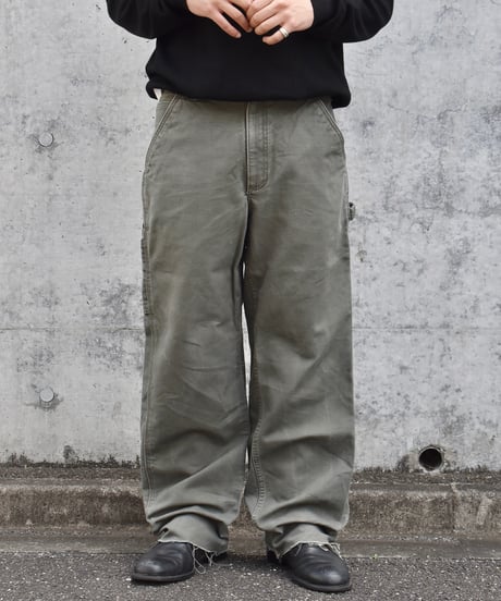 Used Carhartt Duck Carpenter Pants Cut Off Moss Green 03-103