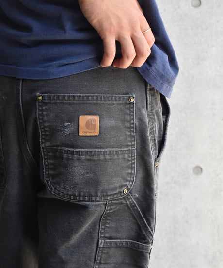 Used Carhartt Duck Double Knee Carpenter Pants Black "Made in Mexico"  03-128