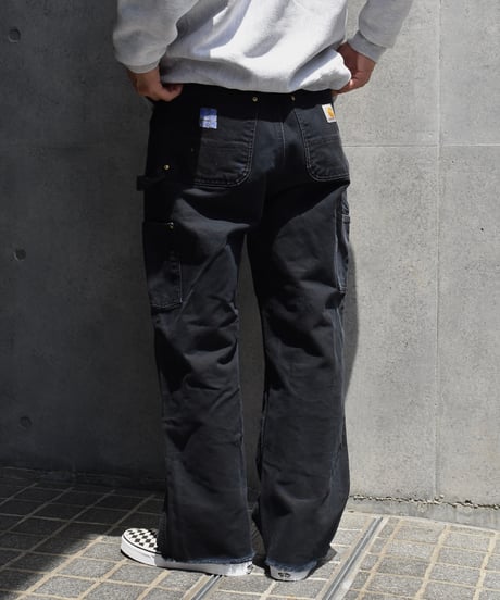 Used Carhartt Duck Double Knee Carpenter Pants Black "Made in USA" 03-109