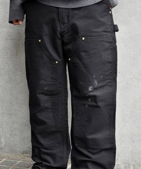 Used Carhartt Duck Double Knee Carpenter Pants Black "Made in USA" 03-137