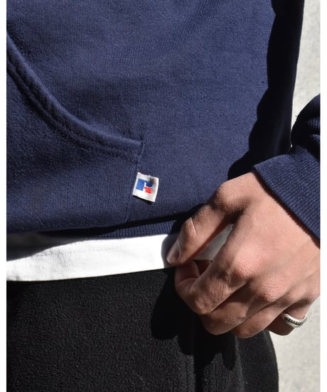 Used Russell Athletic Double Face Sweat Hoodie Navy Made in USA 04-365