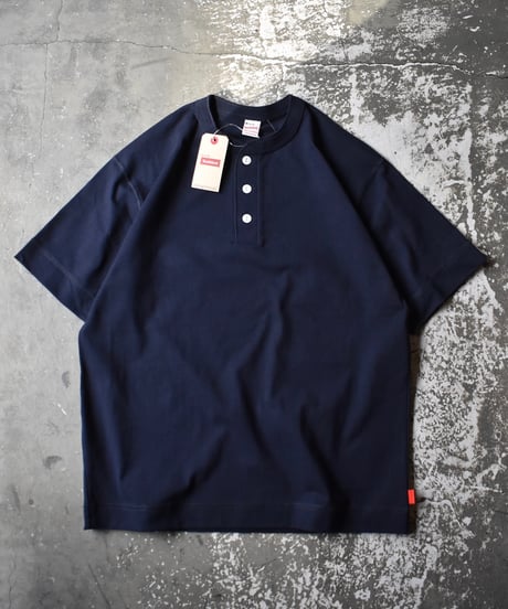 Health Knit Max Weight Henry Neck T-Shirts Navy
