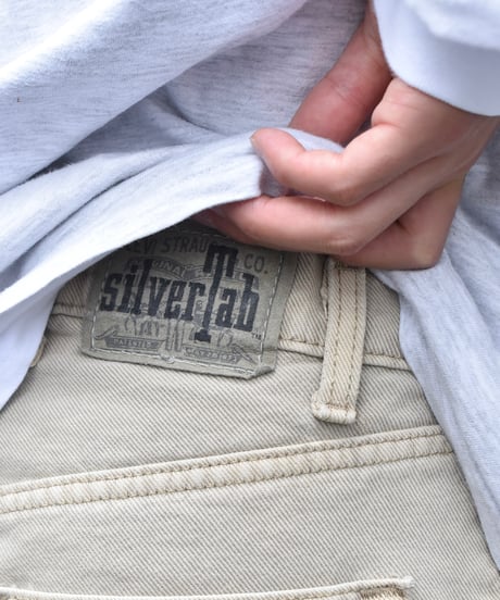 95's Used Levi's Silver Tab Painted Denim Pants "BAGGY" Made in USA03-203