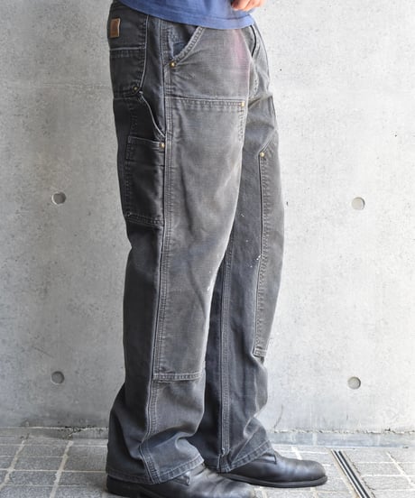 Used Carhartt Duck Double Knee Carpenter Pants Black "Made in Mexico"  03-128
