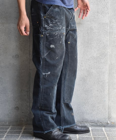 Used Carhartt Duck Double Knee Carpenter Pants Black "Made in USA" 03-124