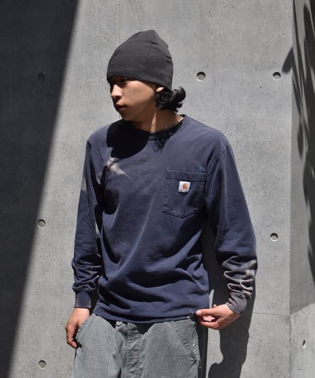 Used Carhartt Sun Fade Long Sleeve Tee Navy 04-451