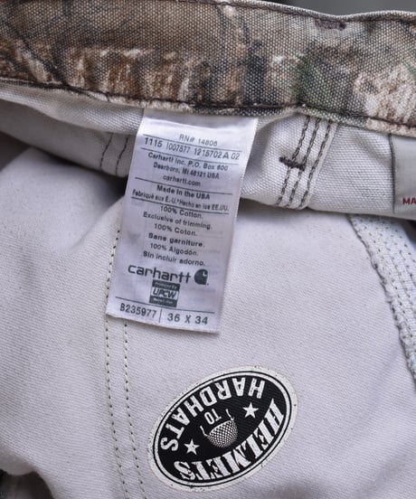 Used Carhartt Duck Carpenter Pants Real Tree Camo "Made in USA" 03-110