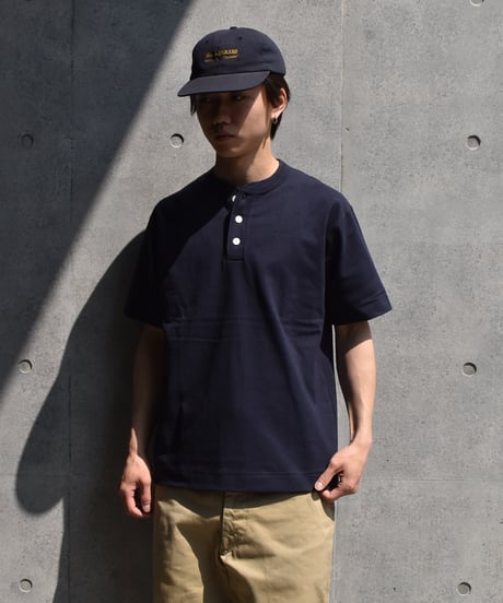 Health Knit Max Weight Henry Neck T-Shirts Navy