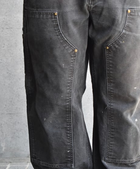 Used Carhartt Duck Double Knee Carpenter Pants Black "Made in Mexico"  03-128