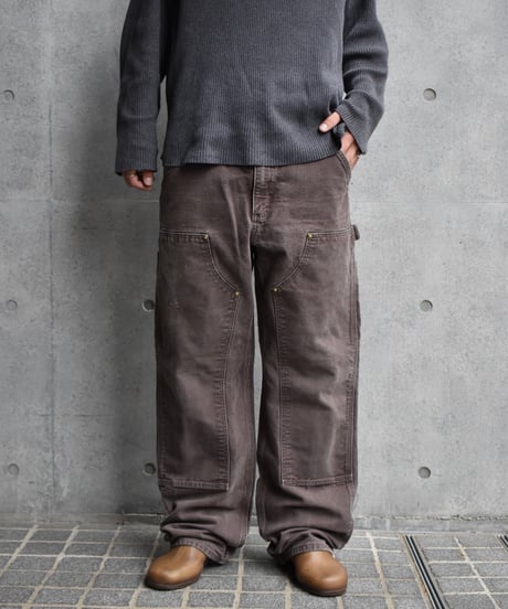 Used Carhartt Duck Double Knee Carpenter Pants Brown "Made in Mexico" 03-136