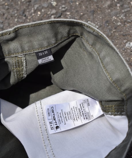 Used Carhartt Duck Carpenter Pants Cut Off Moss Green 03-103