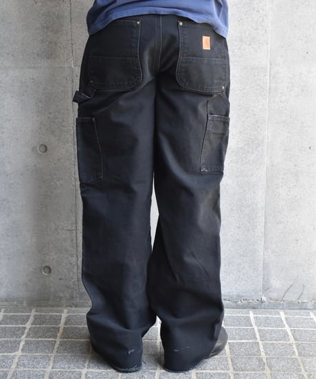 Used Carhartt Duck Double Knee Carpenter Pants Black "Made in Mexico" 03-127