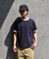 Health Knit TOMPKINS Jersey Ringer T-Shirts Navy/Off White