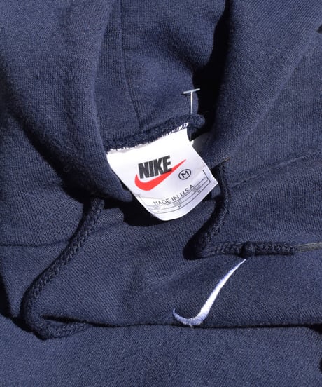 90s Used Nike Center Swoosh Sweat Hoodie Navy Made in USA 04-389