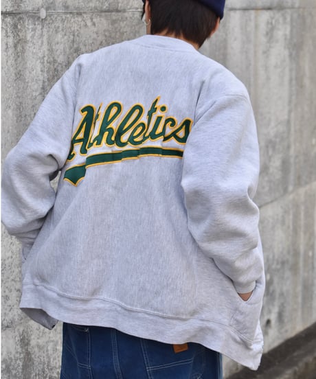 90s Used Champion Reverse Weave Snap Cardigan "Oakland Athletics" Made in USA 04-447