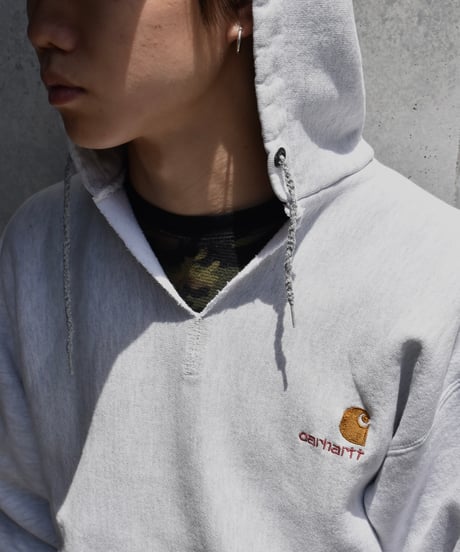 Used Carhartt Pullover Sweat Hoodie Ash Grey 04-455
