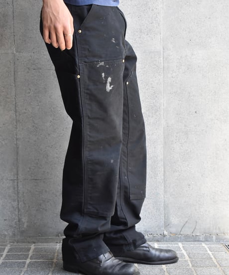 Used Carhartt Duck Double Knee Carpenter Pants Black "Made in USA" 03-126