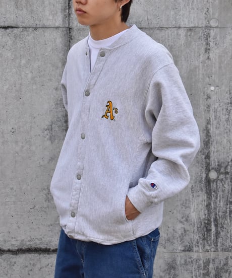90s Used Champion Reverse Weave Snap Cardigan "Oakland Athletics" Made in USA 04-447