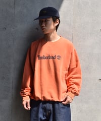 90s Used Timberland Crew Neck Sweat Shirt Orange 04-420