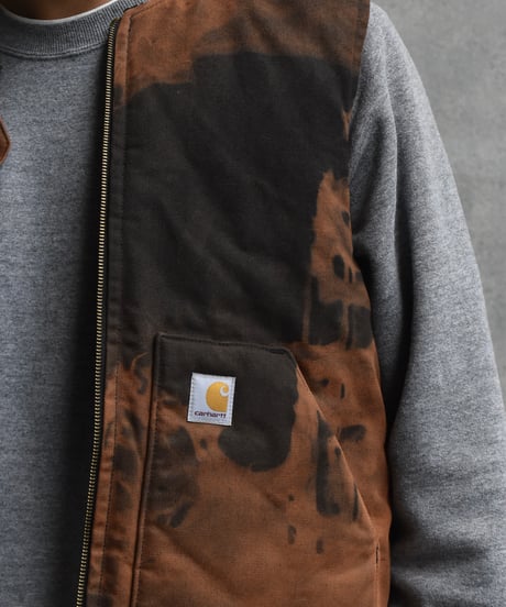Bleached Carhartt Duck Vest Cut Off Ribs  02-159