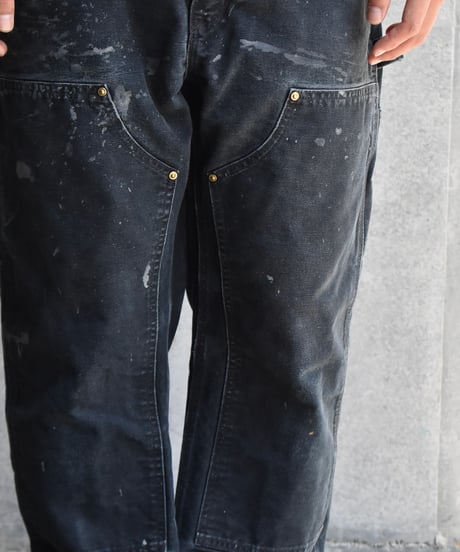 Used Carhartt Duck Double Knee Carpenter Pants Black "Made in USA" 03-124