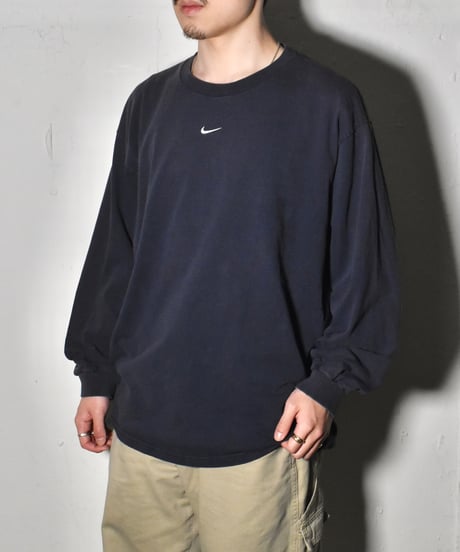 Used Nike Center Swoosh Long Sleeve Tee Navy "Made in USA" 04-438