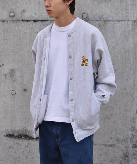 90s Used Champion Reverse Weave Snap Cardigan "Oakland Athletics" Made in USA 04-447