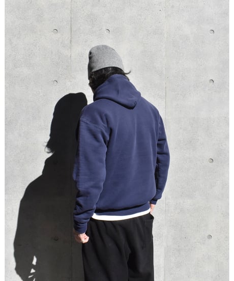Used Russell Athletic Double Face Sweat Hoodie Navy Made in USA 04-365