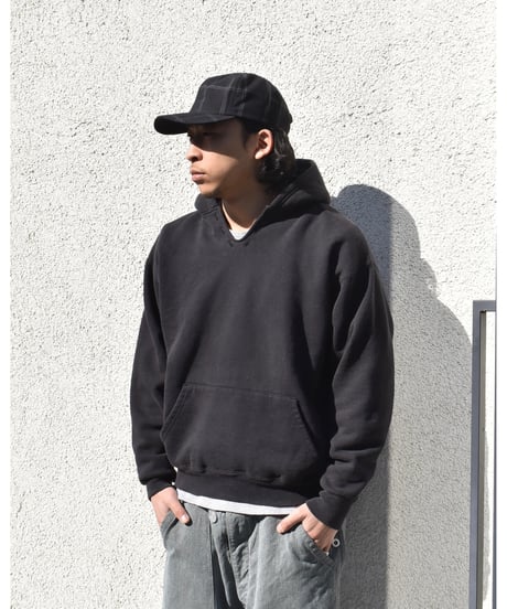 Deadstock Eagle USA Blank Sweat Hoodie Fade Black made in USA 04-363