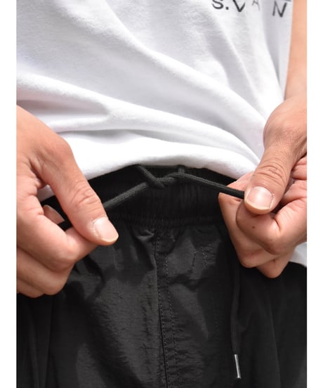 BAGGY SPORTS 2Tucks Nylon Pants - Black