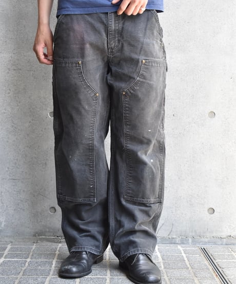 Used Carhartt Duck Double Knee Carpenter Pants Black "Made in Mexico"  03-128