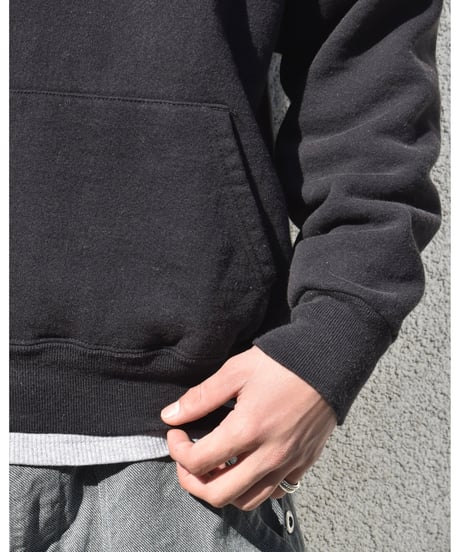 Deadstock Eagle USA Blank Sweat Hoodie Fade Black made in USA 04-363