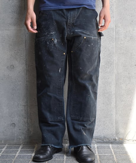 Used Carhartt Duck Double Knee Carpenter Pants Black "Made in USA" 03-124