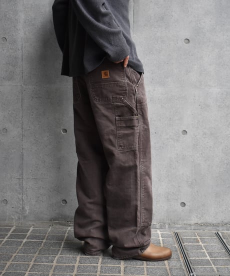 Used Carhartt Duck Double Knee Carpenter Pants Brown "Made in Mexico" 03-136