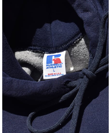 Used Russell Athletic Double Face Sweat Hoodie Navy Made in USA 04-365